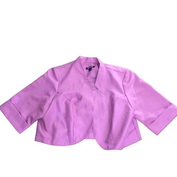 Vintage Roaman’s Size 18 Cropped Open Front Pink Purple Jacket - Picture 1 of 3